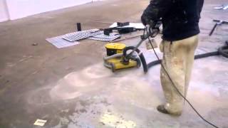 hire str machine with triple diamond cups abrading concrete floor with dust control [upl. by Mclain]