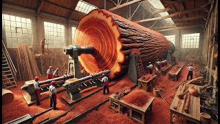 Amazing Wood Lathe  Carving Giant Rare Redwood Trees In StateoftheArt Manufacturing Plant [upl. by Karolyn]