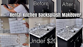 DIY Rental Kitchen MAKEOVER Removable BacksplashAffordable Kitchen TransformationRenter Friendly [upl. by Madriene367]