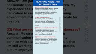 Teaching Assistant Interview Questions and Answers  Teacher Assistant Interview Questions [upl. by Arndt]