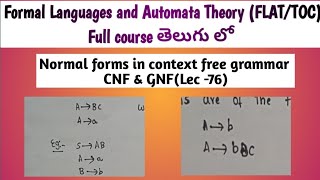 normal forms of context free grammar  Chomsky normal form  greibach normal form [upl. by Nido]