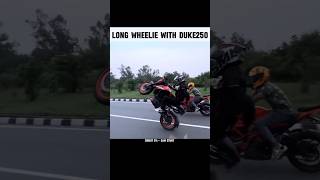 long wheelie with duke250 ktm r15 rs200 zx10r ktm250 ktmrc390 rider youtube youtubeshorts [upl. by Aihcela]