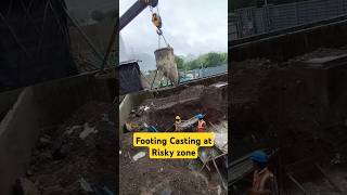 Footing casting work at risky zone [upl. by Llirpa51]