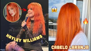 Pintando o cabelo de laranja flamingo kamaleão  Pintando o cabelo da mesma cor da Hayley Williams [upl. by Yeldar]