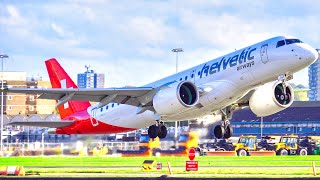 20 MINS LANDINGS amp TAKEOFFS at LCY  4K  London City Airport Plane Spotting from Close Up [upl. by Ynez463]