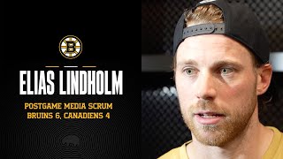 Lindholm Reacts After Scoring in Bs Home Opener Win [upl. by Nanon823]