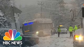 Nor’easter pummels East Coast with winter weather California hit with flood alerts [upl. by Nnairrek]