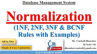 DBMS 17 Normalization in DBMS  1NF 2NF 3NF 4NF BCNF  DBMS  SQL Tutorial for Beginners [upl. by Dita]