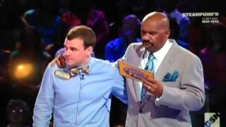 Family Feud caught cheating Steve Harvey plays along [upl. by Ynahteb255]