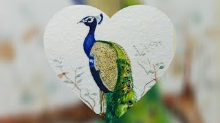 Peacock 🦚 painting with water colour full video tutorial ll [upl. by Ilajna]