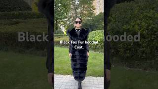 Black Fox Fur hooded Coat wintercoat fashion wintercomfort foxbusiness [upl. by Zorina85]