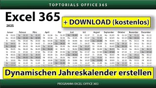 Dynamischen Jahreskalender erstellen ganz einfach  DOWNLOAD  Excel 365 Tutorial [upl. by Lati]