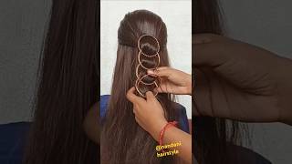 Creative hair style  using your bangal  hair hack  short hair video  bangles hair design💚 [upl. by Aryc606]