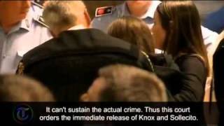 Amanda Knox and Raffaele Sollecito cleared of murder on appeal [upl. by Dnaltruoc340]