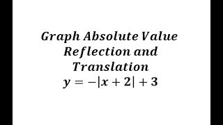 Graphing Absolute Value Functions Reflection and Translation [upl. by Nolyak]