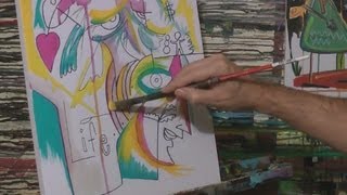 HOW TO PAINT WITH ACRYLICS AND OIL PASTELS MIXED MEDIA ON CANVAS [upl. by Kaufmann]