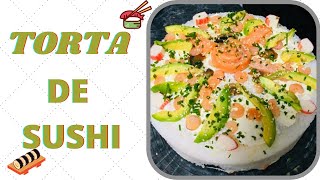 RECETA DE COMO HACER UNA TORTA DE SUSHI CASERA 🍱🍚 PASO A PASOTALLERES DE COCINA CON PAOLA [upl. by Aicilra]