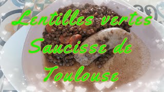 Recette de saucisse de Toulouse aux lentilles vertes Recipe for Toulouse sausage with green lentils [upl. by Eilyw]