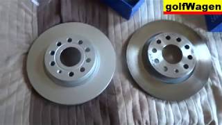 VW Golf 5  ATE brake disc brake pads visual comparise with Remsa unboxing [upl. by Duwe]