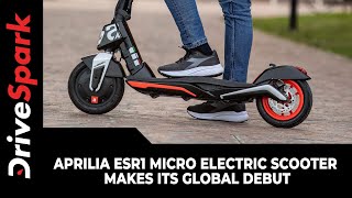 Aprilia eSR1 Micro Electric Scooter Makes Its Global Debut  Specs Features amp Other Details [upl. by Inava]