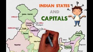 INDIAN STATES AND CAPITALS  explained on map of India easy to learn [upl. by Eak]