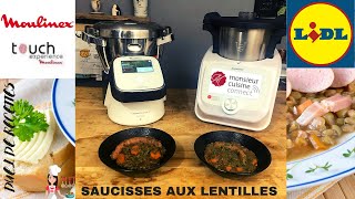 DUEL DE RECETTES  SAUCISSES AUX LENTILLES MOULINEX Companion Touch VS MCC LIDL de Sand CookampLook [upl. by Carpenter]