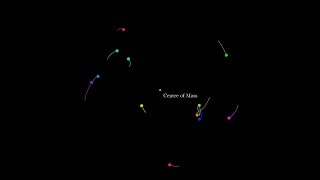 NBody Problem Simulation 12 Masses Random Start  Gravity  Physics Simulations [upl. by Ateuqal]