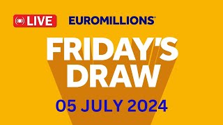 The National Lottery Euromillions Draw Live Results From Friday 05 July 2024  euromillions live [upl. by Naejeillib176]