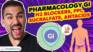 Pharmacology GI  H2 Blockers PPI Sucralfate Antacids nursing RN PN NCLEX [upl. by Maurizio]