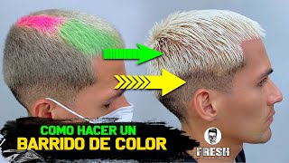 COMO HACER UN BARRIDO DE COLOR  COMO QUITAR UN COLOR FANTASIA DEL CABELLO TUTORIALFresh Academy [upl. by Roger]