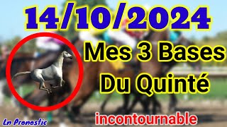 Pronostics PMU Mes 3 bases incontournable LUNDI 14 OCTOBRE 2024 SAINT CLOUD [upl. by Ruffo853]