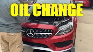 Mercedes C43  C450  C400 Engine Oil Change DIY M276 [upl. by Layap]