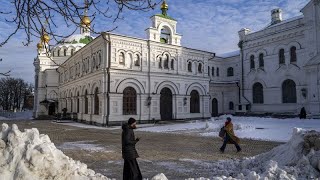 Orthodox monks in Ukraine defy order to leave Kyiv monastery over Russia links [upl. by Llerreg]