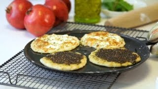 Suzannes Kitchen Manaqeesh Zaatar and Jibneh Flatbread with dry thyme and Cheese [upl. by Eatnuhs46]