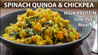 One Pot Spinach CHICKPEA AND QUINOA Recipe  Easy Vegetarian and Vegan Meals  Quinoa recipes [upl. by Aiak972]