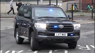 Met police CTSFO armoured Toyota Land Cruiser’s and Special Escort Group saloons responding [upl. by Judie400]