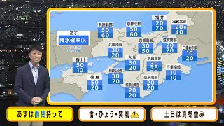 【3月8日金】天気急変に注意！北部中心に落雷のおそれ 土日は真冬のような寒さ戻る【近畿地方の天気】天気 気象 [upl. by Annahc]