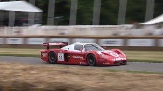 Maserati MC12 GT1 Exhaust Sound Crazy Flames Revs Driving Goodwood FOS 2024 [upl. by Cruickshank379]