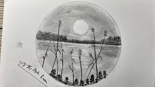 Einfach Landschaft Zeichnen mit Bleistift  nature drawing easy method [upl. by Savil507]