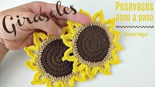 CÓMO TEJER GIRASOLES A CROCHET POSAVASOS [upl. by Dorita]