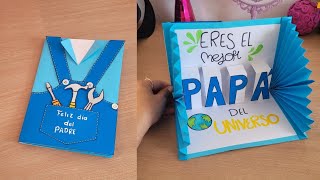 Tarjeta 3D Regalo para el día del padre 💙 Tarjeta para papá [upl. by Nehgam40]