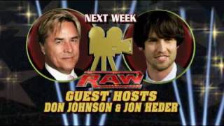 RAW Guest Hosts Jon Heder and Don Johnson [upl. by Andrews]