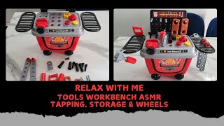 ASMR Tools Workbench Toy  Relaxing Sounds Tapping amp Storage Organization  Wheels amp Gadgets tool [upl. by Alyacim802]