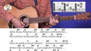 Morgen kommt der Weihnachtsmann Weihnachtslied mit Akkorden amp Text für Gitarre [upl. by Vallery]