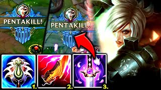 RIVEN TOP BUT I 1V5 AND GET 2 PENTAKILLS FULL LETHALITY BUILD  S14 Riven TOP Gameplay Guide [upl. by Garmaise]