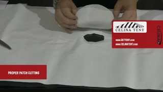 Fabric Repair  Cutting a patch to cover a hole tear or rip tents amp tarps [upl. by Helbonna]