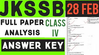 Jkssb class iv question paper 28 february 2021 Jkssb 4th class question paper 2021  Jkssb iv clas [upl. by Leirbaj]