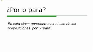 ¿Por o Para  Learn Spanish with Fresh Spanish [upl. by Anyahs]