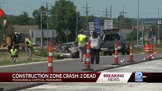 Pewaukee construction zone crash 2 killed [upl. by Artemahs]