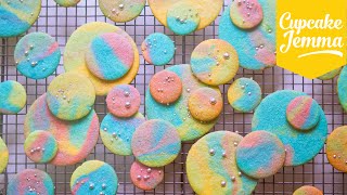 Psychadelic Rainbow Marble Cookies  Cupcake Jemma [upl. by Lacey265]